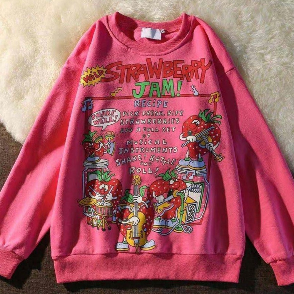 Graphic Strawberry Sweatshirt (READ CAPTION)